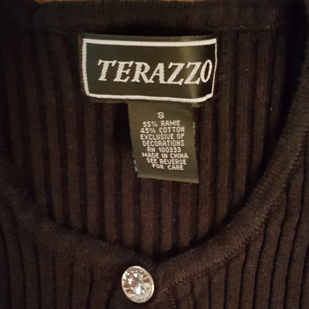 Terazzo Ribbed Button Up Rhinestone Sweater - Picture 9 of 9